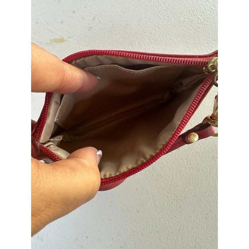 Vtg Coach Red Matte Gold Hardware Genuine Leather Zipper Pouch Wallet Wristlet